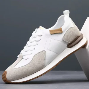 Men’s Breathable Summer Walking Shoes Sneakers Genuine Leather White Mesh Lining Fashion Trend Soft All match Forrest Gump