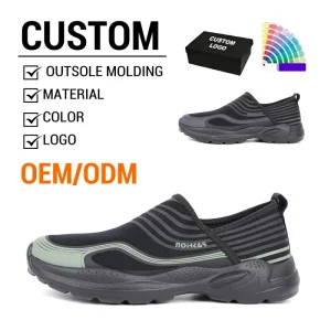 Men’s Breathable Zero Drop Fly Knit Fabric Flat Sole EVA Walking Shoes