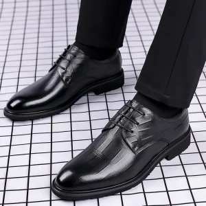 Men’s British Korean Style Pointed Leather Shoes New Business Dress Casual Breathable Best Man Wedding Shoes for Winter