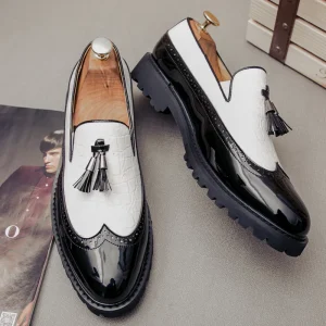 Men’s British Loafers Comfortable Light Luxury Flat Shoes Multicolor Bright Closed Slip-On Versatile for Business Shoes