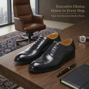 Men’s British Retro Leather Oxford Shoes Formal Business Wedding Derby Shoes Comfortable Lace up College Style
