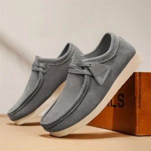 Men’s British Retro Style Casual Lightweight Non Slip Thick Soled Work Board Shoes Breathable Mesh Fashion Trend
