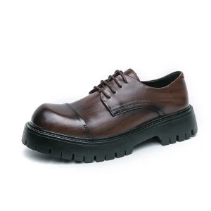 Men’s British Style Classic Leather Slip-On Shoes WH008 Hard-Wearing Toe EVA Midsole Soft Breathable Business Formal