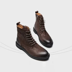 Men’s British Style Genuine Leather Ankle Boots Vintage Boots Fashion Casual Versatile Work Boots for Men Outdoor Shoes