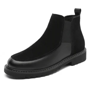 Men’s British Style Ins Thick-Soled High Top Chelsea Boots Size 38-46 Genuine Leather Insole Soft Ankle Height for Summer Winter