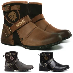 Men’s British Style Martin Ankle Boots Streetwear Fashion PU Leather Winter Summer