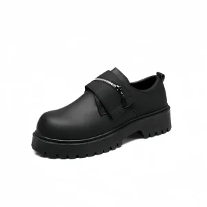 Men’s British Youth Casual Lightweight PU Upper Lace-Up Loafers Patchwork Pattern Cushioning Anti-Slippery Rubber Outsole Shoes