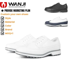 Men’s Brogue Golf Shoes Microfiber Leather Upper Rubber Outsole Anti Slip Waterproof Comfortable Casual Training Shoes