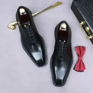 Men’s Brogue Shoes Handmade Leather Suede Oxfords Square Lightweight Formal Casual Business for Autumn