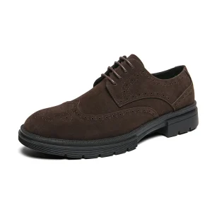 Men’s Brogue Shoes Uniform Dress Oxford Derby Shoes Low top Lace Nubuck PU Leather Formal Round toe Business Casual Leisure