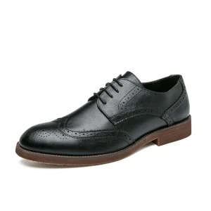 Men’s Brogue Shoes Uniform Dress Oxford Derby Shoes Low top Lace up Fashion Microfiber Leather Formal Round toe Business Casual