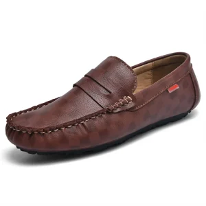 Men’s Brown Black Moccasin Gommino Driving Shoes Hand Stitched Casual Soft Sole Loafers Comfortable Breathable Anti-Slippery