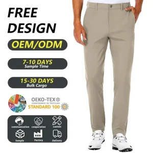 Men’s Business Casual Golf Pants Stretch Polyester Blend Wrinkle Resistant Trousers for Work