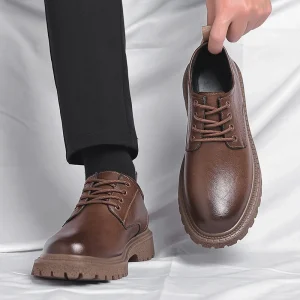 Men’s Business Casual Leather Shoes Cowhide Thick Bottom Leather Men’s Low Top Work Shoes
