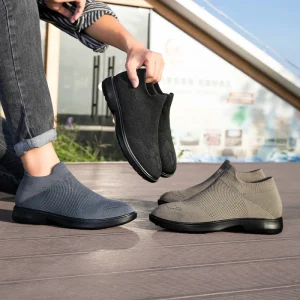 Men’s Business Casual Slip On Flats Mesh Upper Lightweight Breathable Anti Slip