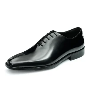 Men’s Business Dress Shoes Bright Face Cowhide Leather Suede Round Closed Pointed Toe Design