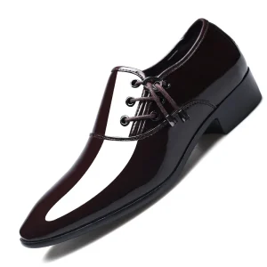 Men’s Business Dress Shoes Pointed Shiny Leather Shoes Comfortable