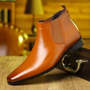 Men’s Business Formal Artificial Leather Shoes Big Size Chelsea Boots Single Low Top Oxford Wedding Groom Shoes Dress Shoes