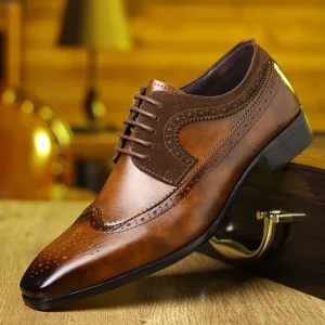 Men’s Business Formal Artificial Leather Shoes Comfort Soft Lightweight Flat Big Size Single Low-Top Oxford Wedding Groom