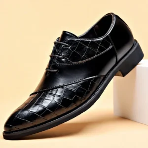 Men’s Business Formal Artificial Leather Shoes Lightweight Trendy Single Low-Top Oxford Wedding Groom Shoes Dress Shoes Office