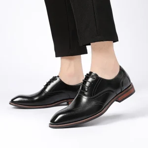 Men’s Business Formal Genuine Leather Shoes Big Size Lightweight Trendy Single Oxford Wedding Groom Shoes Dress Shoes Casual