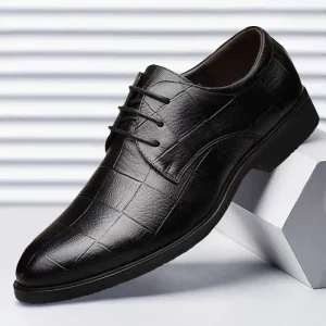 Men’s Business Formal Leather Shoes Large Size Versatile Casual Wedding Work Shoes Comfortable Soft-Soled Walking Style