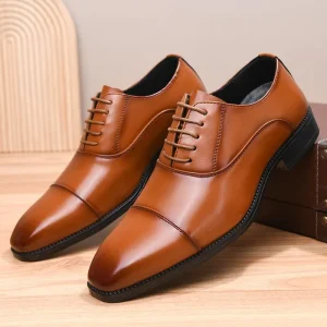 Men’s Business Formal Leather Shoes Lightweight Single Low-Top Oxford Wedding Groom Shoes Dress Shoes Casual