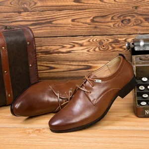 Men’s Business Formal Leather Shoes Lightweight Trendy Single Low Top Oxford Wedding Groom Shoes Dress Shoes Casual Dress Shoes