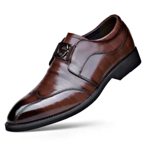 Men’s Business Formal Leather Shoes Slip-On Waterproof Breathable Lightweight Size 38-48