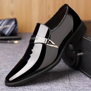 Men’s Business Formal PU Slip On Shoes Big Size Lightweight Single Low Top Oxford Wedding Groom Shoes Summer Autumn