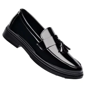 Men’s Business Formal PU Slip-On Shoes Lightweight Trendy Single Low-Top Oxford Wedding Groom Autumn Dress Shoes
