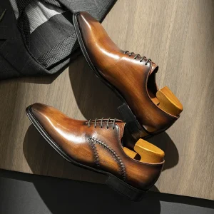 Men’s Business Formal Pointed Toe Oxford Brogue Patent Leather Summer Casual Shoes