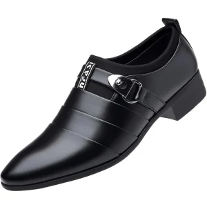 Men’s Business Formal Shoes Genuine Leather Large Size Pointed Lace up Soft