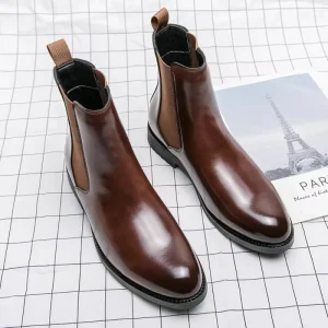 Men’s Business Style Bright Face Waterproof Fashion Leather Shoes