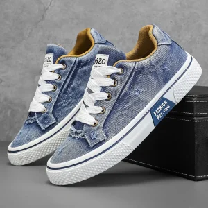 Men’s Canvas Lace up Retro Fashion Breathable Non slip Board Soft Sole Casual Shoes