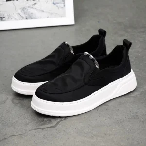 Men’s Canvas Sneakers Breathable Comfortable Soft Soled Platform Shoes Anti Slip Wear Resistant Board Slip On for Spring