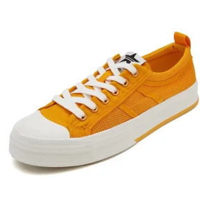 Men’s Canvas Sports Shoes with Rubber Soles Yellow Color Stylish Comfortable Fabric Shoes