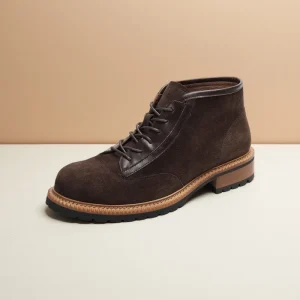 Men’s Casual Ankle Boots Retro Cow Genuine Leather Thick Platform Walking Motorcycle Boot Dress Shoes Elegant Preppy