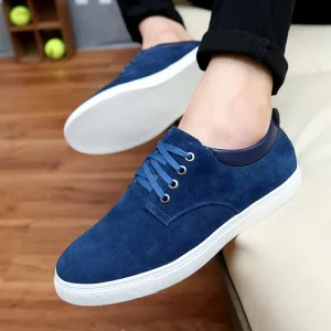 Men’s Casual Anti-Velvet Solid Large Size Board Shoes Lace-Up Fashion Cowhide Sports Faux Leather Lining Wear-resistant Sizes