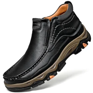 Men’s Casual Autumn Mid-Calf Boots Large Size Thick Soled Wear Resistant Artificial