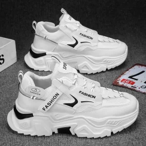 Men’s Casual Breathable Thick Soled Sneakers Fashion Chunky Shoes for Student and Running Soft Walking Dad Shoes