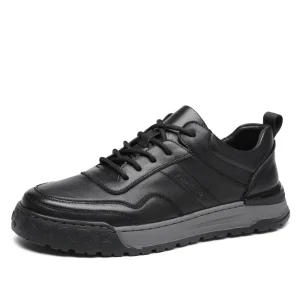 Men’s Casual Business Sports Leather Platform Shoes Comfortable Lace Up Walking Style Rubber