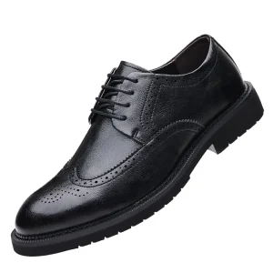 Men’s Casual Cowhide Leather Dress Shoes Soft Comfortable Business Office Style Oxfords Formal Shoes