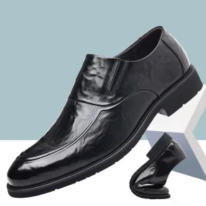 Men’s Casual Cowhide Leather Dress Shoes Soft Comfortable Business Office Style Oxfords Formal Shoes for Men