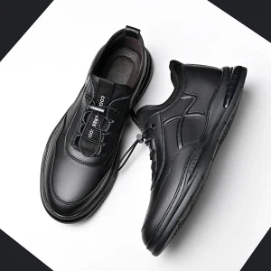 Men’s Casual Cowhide Leather High Top Oxford Dress Shoes Soft Comfortable Business Office Formal Shoes