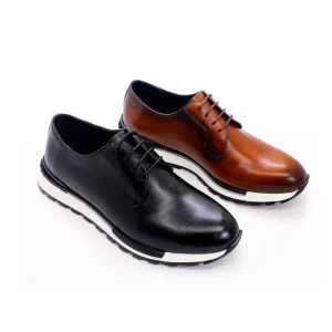 Men’s Casual Cowhide Leather Shoes Custom Non-Slip Sole Lace Up Handmade Sneakers Wedding Business Shoes