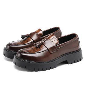 Men’s Casual Dress Loafers with High Heel Height Increasing Formal Office Shoes for Occasions