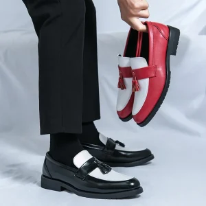 Men’s Casual Dress Shoes Black Red Loafers Sizes 38 46 Anti Slip Lightweight Business Wedding Shoes
