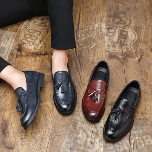 Men’s Casual Dress Shoes PU Material Loafers for Business Slip On Lightweight Anti Slippery for Spring Summer Autumn