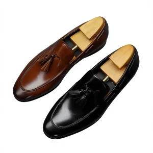 Men’s Casual Dress Shoes PU Material Pointed Toe Loafers for Business Slip-On Lightweight Anti-Slippery for Spring Summer Autumn